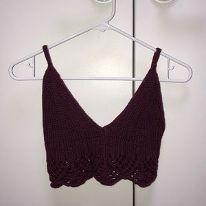 Burgundy knit crop top